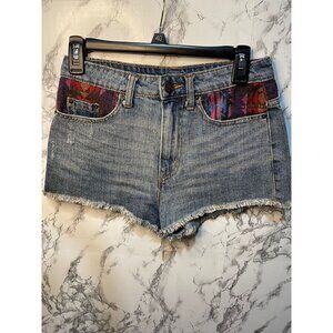BDG High Rise Dree Cheeky size 26 Denim Shorts With Aztec Pattern Pockets
